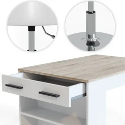 Esstisch-Set Repose Sonoma/Weiß 67 x 100 cm mit 2 Hockern Vicco