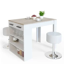 Esstisch-Set Repose Sonoma/Weiß 67 x 100 cm mit 2 Hockern Vicco