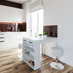 Esstisch-Set Repose Weiß 67 x 100 cm mit 2 Hockern Vicco