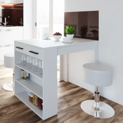 Esstisch-Set Repose Weiß 67 x 100 cm mit 2 Hockern Vicco