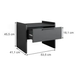 Esszimmerbank Roman Schwarz 53.5 x 41.1 cm mit 1 Schublade Vicco