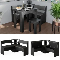 Esszimmer-Eckbank Roman Schwarz 120 x 120 cm Vicco