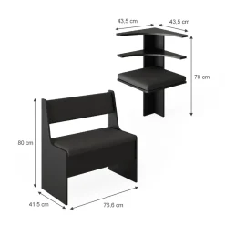 Esszimmer-Eckbank Roman Schwarz 120 x 120 cm Vicco