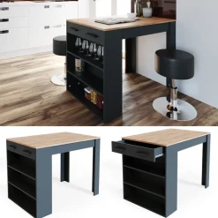 Esszimmertisch Repose Anthrazit/Goldkraft Eiche 67 x 100 cm Vicco