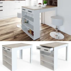 Esszimmertisch Repose Sonoma/Weiß 67 x 100 cm Vicco