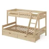 Etagenbett Everest Naturholz 120x200 / 80x200 cm mit Schubladen Vitalispa