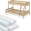 Etagenbett Everest Naturholz 120x200 / 80x200 cm mit 2 Matratzen Vitalispa