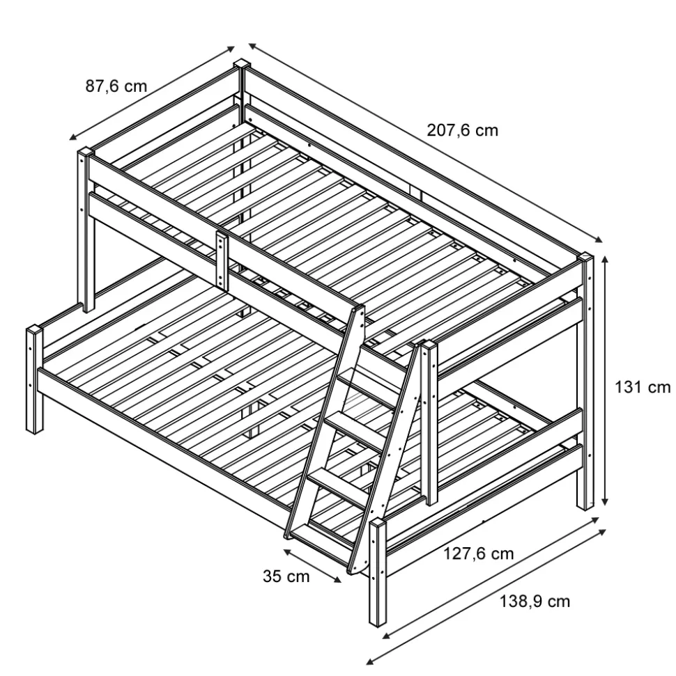 Etagenbett Everest Weiß 120x200 / 80x200 cm Vitalispa