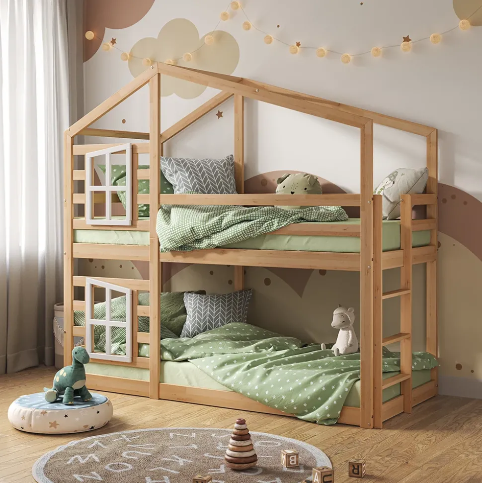 Etagenbett Maja Braun 90x200 cm mit 2 Matratzen Vitalispa