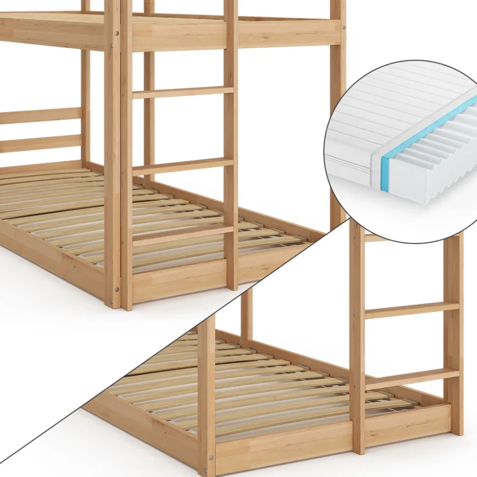 Etagenbett Maja Braun 90x200 cm mit 2 Matratzen Vitalispa