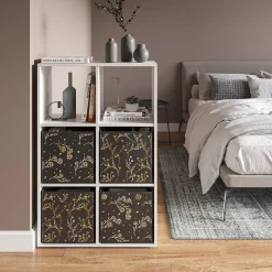 Faltbox Schwarz/Gold (Floral) 30 x 30 cm 2er Set Option2 Vicco