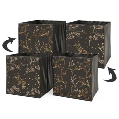 Faltbox Schwarz/Gold (Floral) 30 x 30 cm 2er Set Option2 Vicco