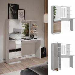 Frisierkommode Jasmin Weiß 123 cm mit Spiegel Vicco