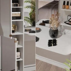 Frisierkommode Jasmin Weiß 123 cm mit Spiegel Vicco