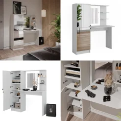 Frisierkommode Jasmin Weiß 123 cm mit Spiegel Vicco