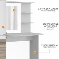Frisierkommode Jasmin Weiß 123 cm mit Spiegel Vicco