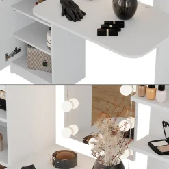 Frisierkommode Jasmin Weiß 123 x 141.2 cm mit LED-Beleuchtung Vicco