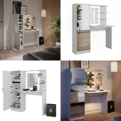 Frisierkommode Jasmin Weiß 123 x 141.2 cm mit LED-Beleuchtung Vicco