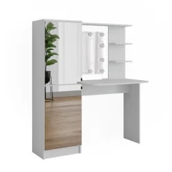 Frisierkommode Jasmin Weiß 123 x 141.2 cm mit LED-Beleuchtung Vicco