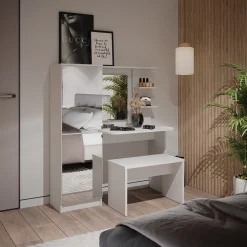 Frisierkommode Jasmin Weiß 123 x 141.2 cm mit Bank Vicco