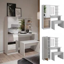 Frisierkommode Jasmin Weiß 123 x 141.2 cm mit Bank Vicco