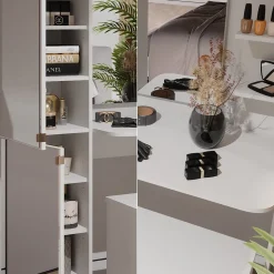 Frisierkommode Jasmin Weiß 123 x 141.2 cm mit Bank Vicco