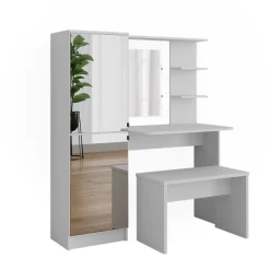 Frisierkommode Jasmin Weiß 123 x 141.2 cm mit Bank Vicco