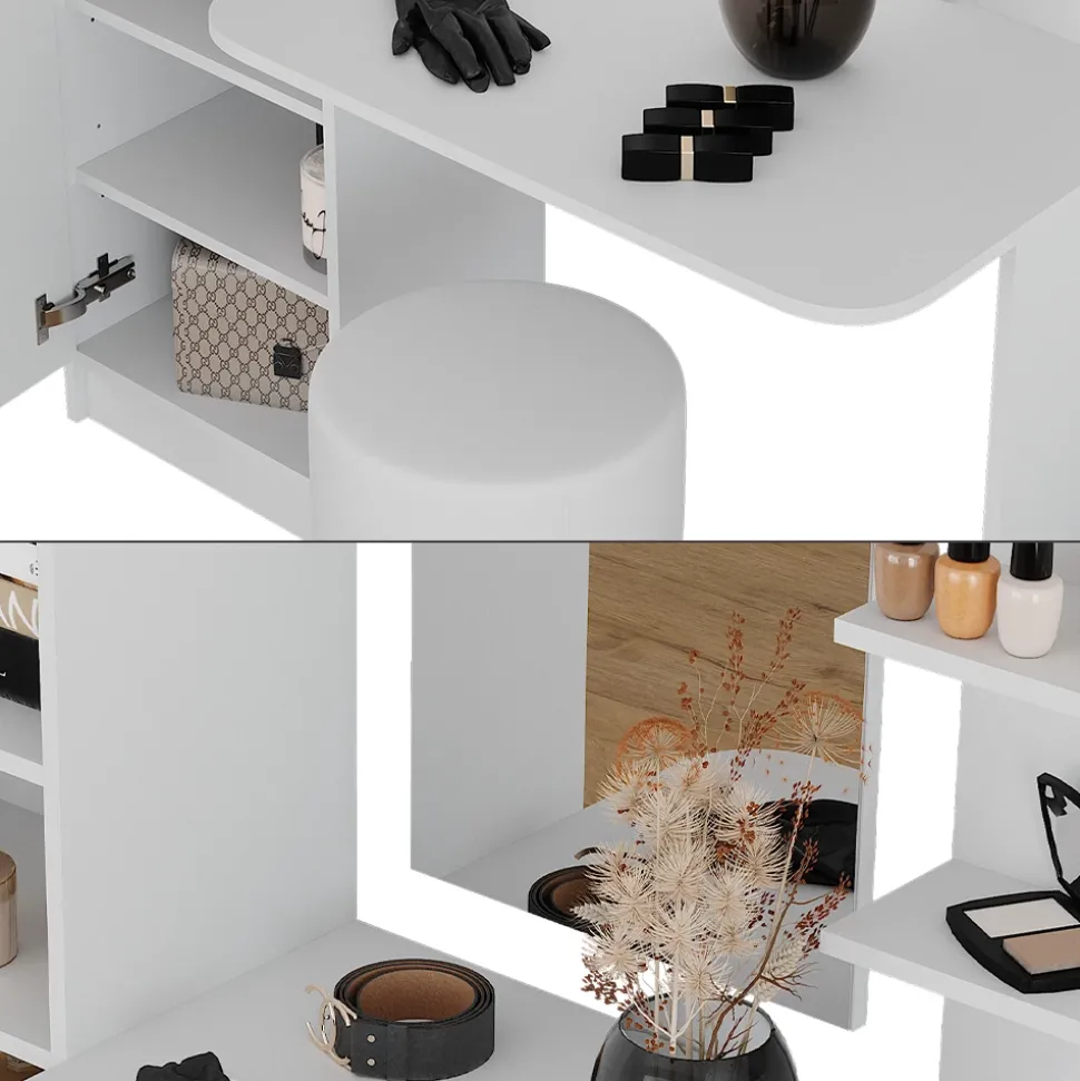 Frisiertisch Jasmin Weiß 123 x 141.2 cm mit Hocker Vicco