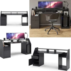 Gaming Tisch Joel Schwarz 179.8 x 65.5 cm Vicco