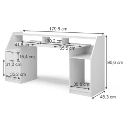 Gaming Tisch Joel Weiß 179.8 x 65.5 cm Vicco