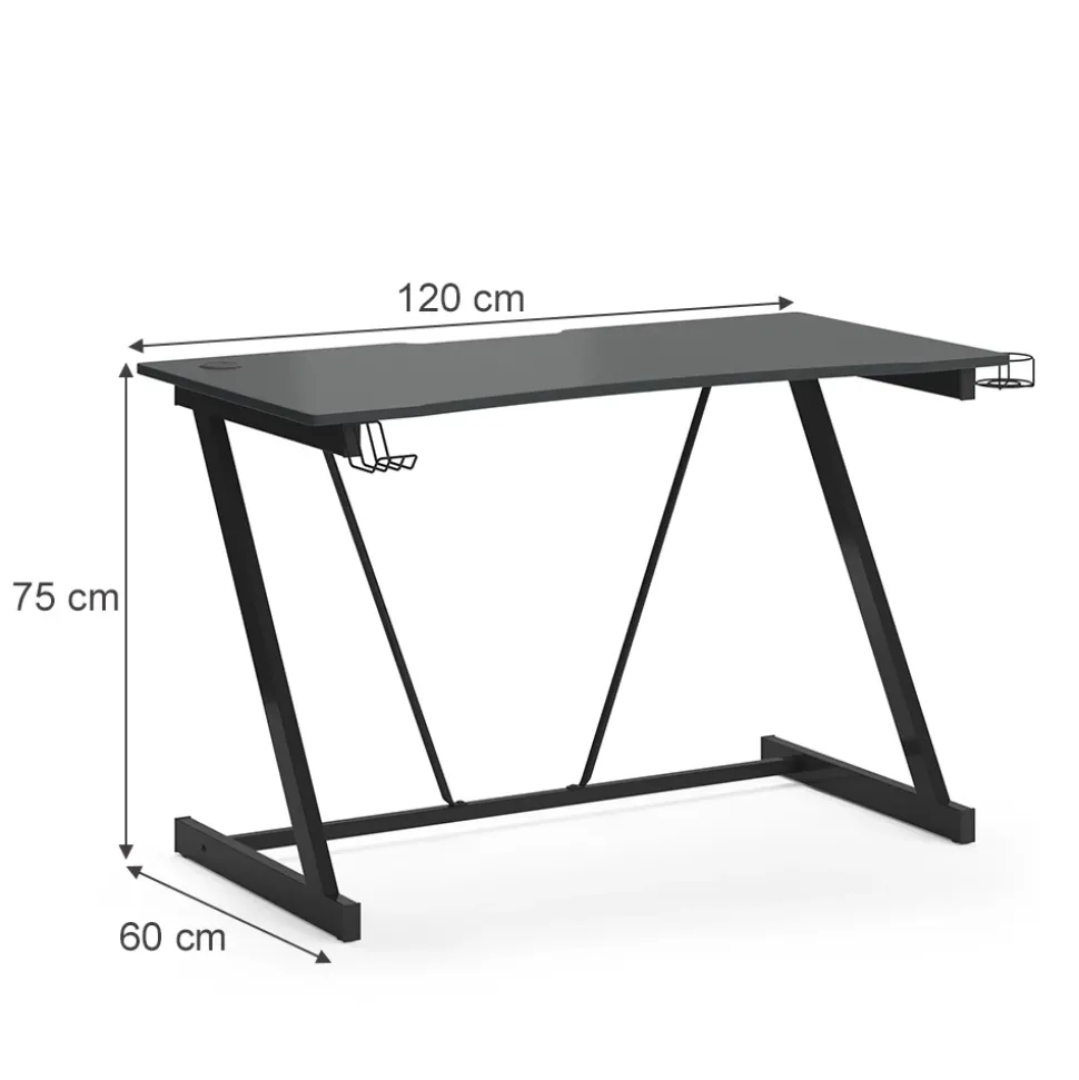 Gamingtisch Hudson Anthrazit 120 x 60 cm Vicco