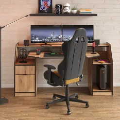 Gaming-Tisch Joel Goldkraft Eiche 179.8 x 65.5 cm mit 1 Schublade und 1 Tür Vicco