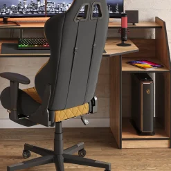 Gaming-Tisch Joel Goldkraft Eiche 179.8 x 65.5 cm mit 1 Schublade und 1 Tür Vicco