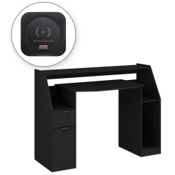 Gaming-Tisch Tails Schwarz 123 x 45 cm mit LED & QI Vicco