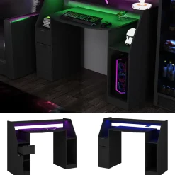 Gaming-Tisch Tails Schwarz 123 x 45 cm mit LED & QI Vicco