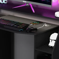 Gaming-Tisch Tails Schwarz 123 x 45 cm mit LED & QI Vicco