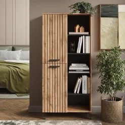 Garderobe Amber Eiche Wotan 80 x 172 cm mit 5 offenen Fächern Vicco