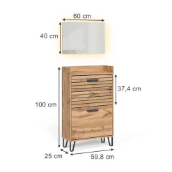 Garderobe Amber Eiche Wotan 59.8 x 100 cm 2 Teile Vicco