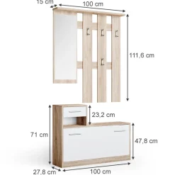 Garderobe Billy Sonoma/Weiß 100 x 111.6 cm Vicco