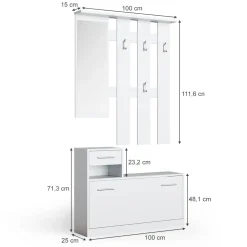 Garderobe Billy Weiß 25 x 191 cm Vicco