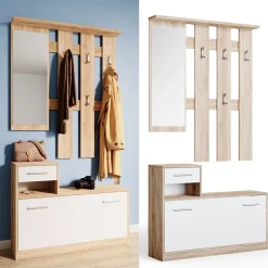 Garderobe Billy Weiß/Sonoma 25 x 191 cm Vicco