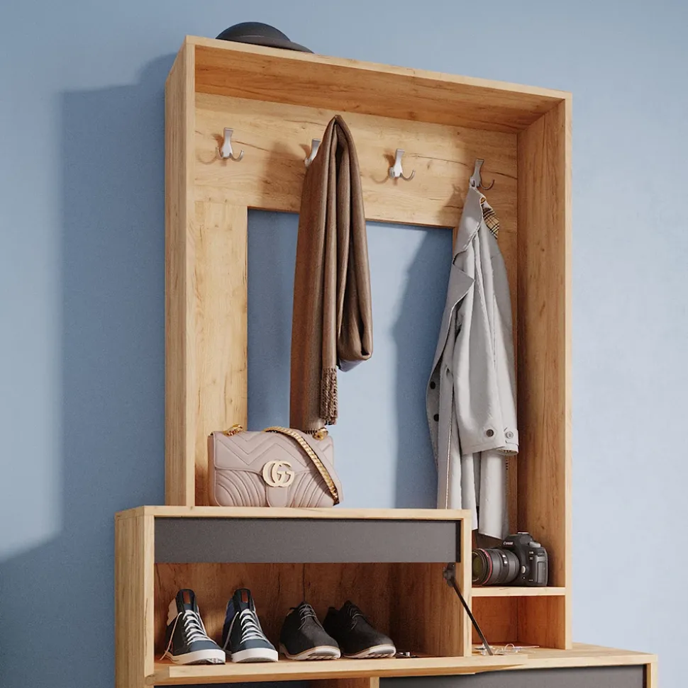 Garderobe Evia Goldkraft Eiche 100 x 180 cm Vicco