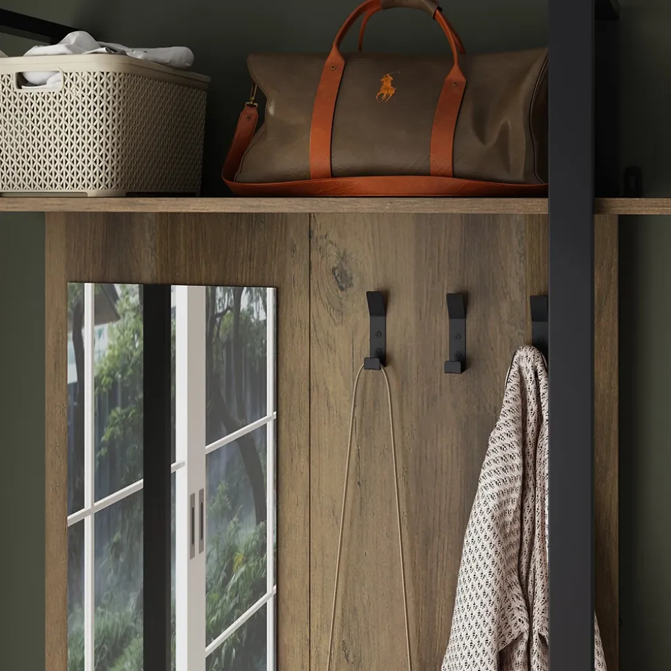 Garderobe Livi Anthrazit 90 x 215 cm mit Hacken und Spiegel Vicco