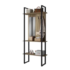 Garderobe Livi Anthrazit 90 x 215 cm mit Hacken und Spiegel Vicco
