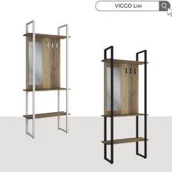 Garderobe Livi Anthrazit 90 x 215 cm mit Hacken und Spiegel Vicco