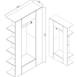 Garderobe Mats Anthrazit 36.6 x 191 cm Vicco