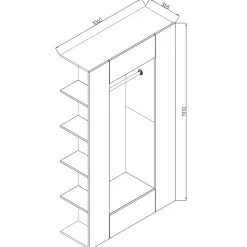 Garderobe Mats Weiß 36.6 x 191 cm Vicco