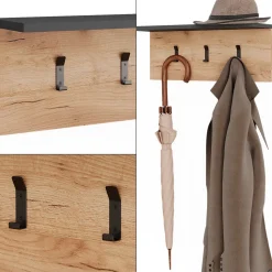 Garderobe mit Hutablage Orlando Anthrazit/Goldkraft Eiche 60 x 21.6 cm Vicco