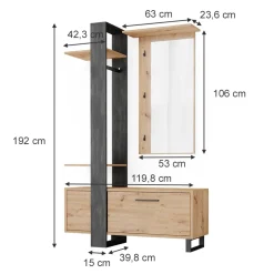 Garderobe Porto Braun 120 x 192 cm Vicco