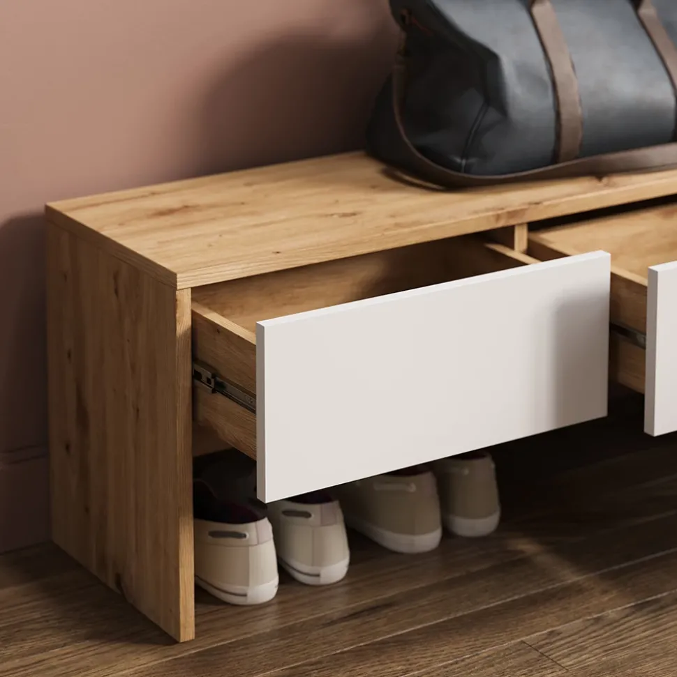 Garderobe Selena Weiß/Artisan 90 x 40 cm 4 Teile Vicco